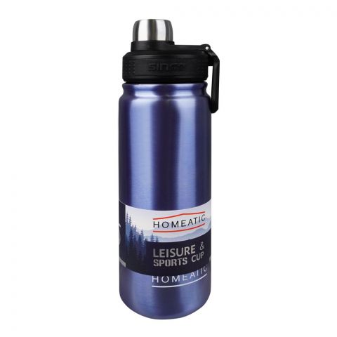 Homeatic Steel Water Bottle, 650ml Capacity, Blue, KD-859