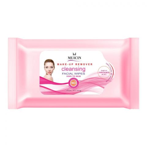 Muicin Kind To Skin Make-Up Remover Cleansing Facial Wipes, Pink