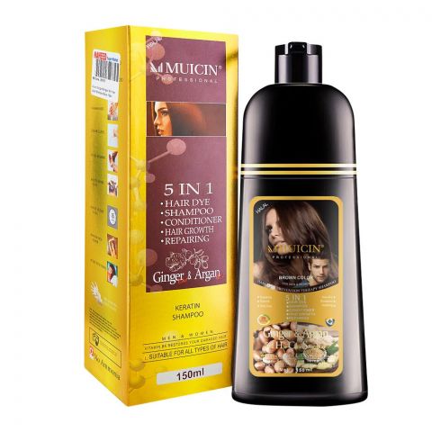 Muicin Ginger & Argan 5-In-1 Hair Color Shampoo, Suitable For All Hair Types, 150ml