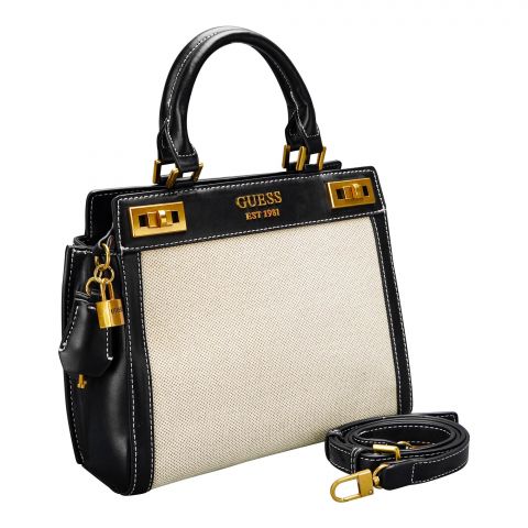 GS Hand Bag With Shoulder Strap, Black, MNO-3
