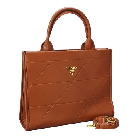 PR Textured Hand Bag With Shoulder Strap, Brown, 2025