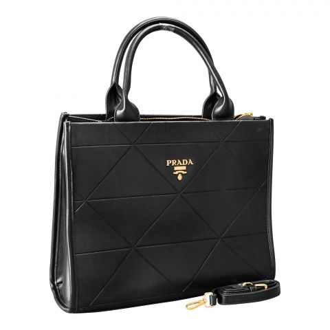 PR Textured Hand Bag With Shoulder Strap, Black, 92302