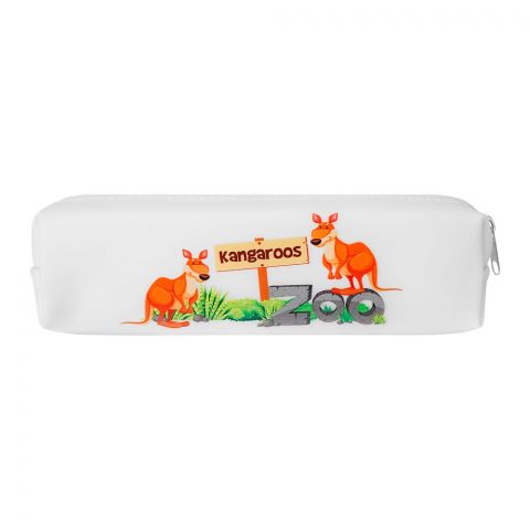 Pencil Pouch Kangaroos Zoo, White, PP-011