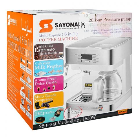 Sayona Multi-Capsule 8-In-1 Coffee Machine, 1850W, SEM-4484