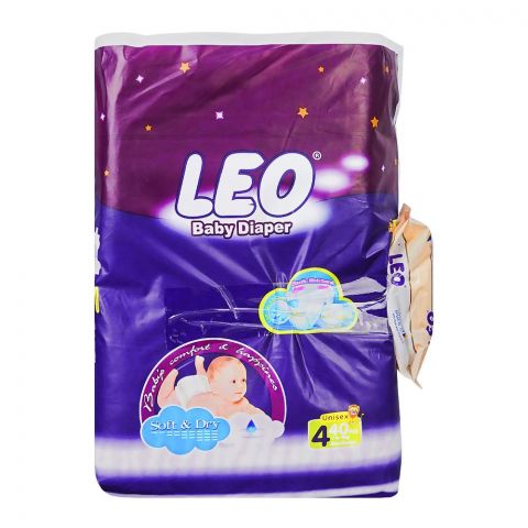 Leo Soft & Dry Baby Diaper, Maxi/Large No. 4, 7 To 18 KG, 40-Pack