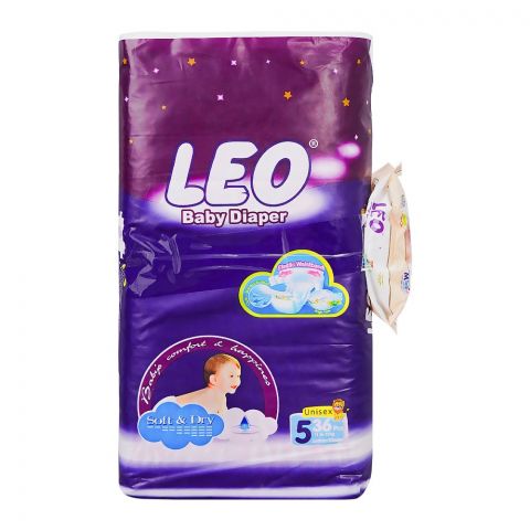 Leo Soft & Dry Baby Diaper Junior/XLarge No. 5, 11 To 25 KG, 36-Pack