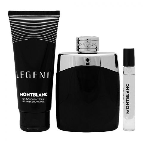 Mont Blanc Legend Pour Homme Set For Men, Eau De Toilette 100ml + Eau De Toilette 7.5ml + Shower Gel