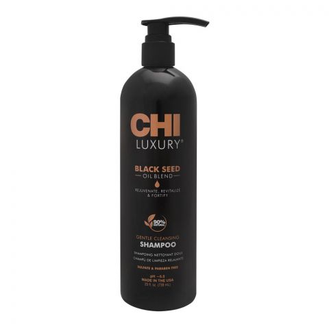 CHI Luxury Black Seed Oil Blend 90% Natural Sulfate & Paraben Free Gentle Cleansing Shampoo, 739ml