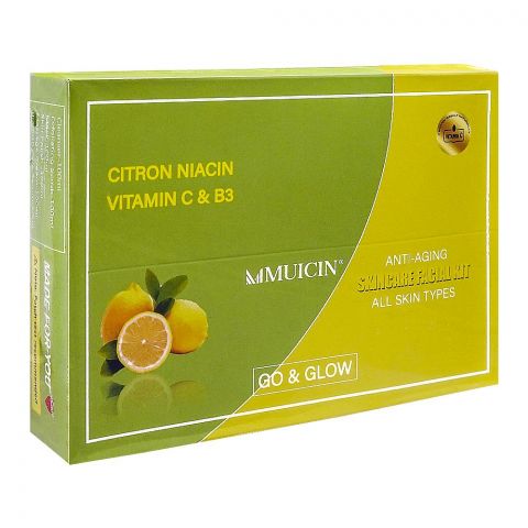 Muicin Citron Niacin Vitamin C & B3 Anti-Aging Skin Care Facial Kit, For All Skin Types