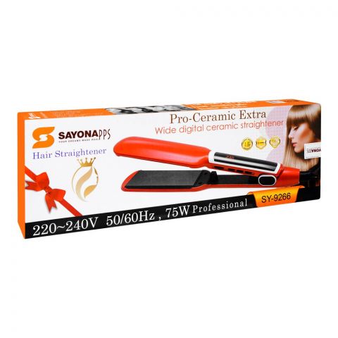 Sayona Pro-Ceramic Extra Wide Digital Ceramic Hair Straightener, 75W, SY-9266