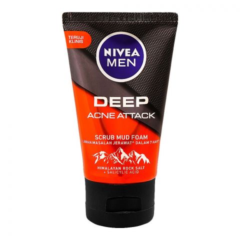 Nivea Men Deep Acne Attack Scrub Mud Foam, 100ml