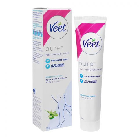 Veet Pure Aloe Vera Extract Sensitive Skin Hair Removal Cream, For Body & Legs, 200g