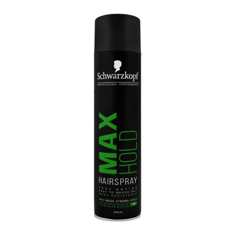 Schwarzkopf Max Hold 48H Mega Strong Hold Hair Spray, 05, 400ml