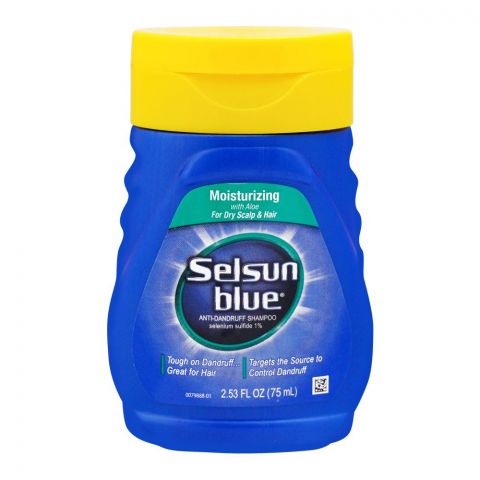 Selsun Blue Moisturizing With Aloe Anti-Dandruff Shampoo, For Dry Scalp & Hair, 75ml