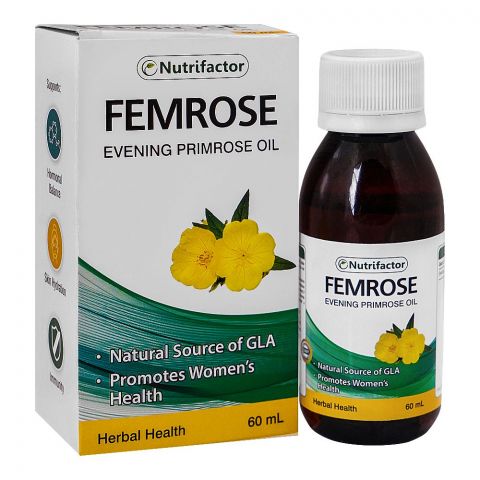 Nutrifactor Femrose Evening Primrose Oil, Promotes Women's Health, 60ml