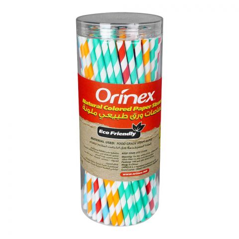 Orinex Natural Colored Paper Straws, 100-Pack