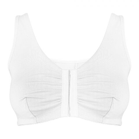 IFG Cotton Front Open Bra, White