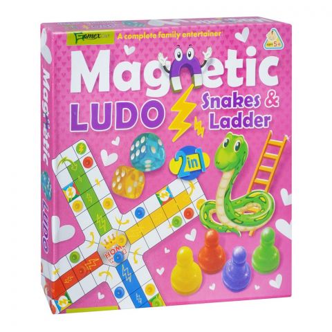 Gamex Cart 2-In-1 Magnetic Ludo/Snakes n Ladder, Pink, For 5+ Years, 408-7062