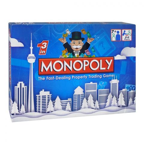 Gamex Cart 3-In-1 Ordinary Monopoly Board Game, For 7+ Years, 434-7204
