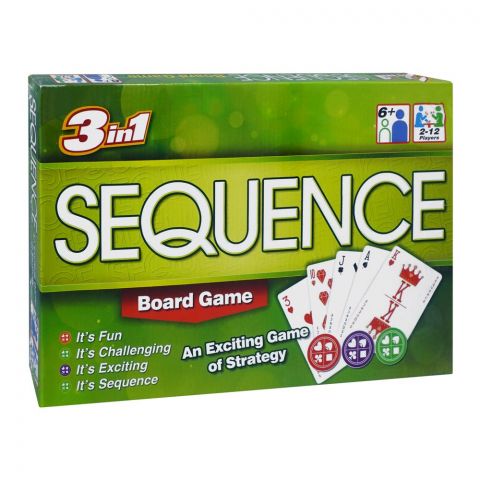 Gamex Cart 3-In-1 Ordinary Sequence Board Game, For 6+ Years, 435-7404
