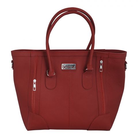 Basix Ladies Hand Bag, Red