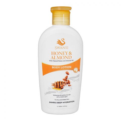 Swansi Honey & Almond 24 Hours Deep Hydration Body Lotion, For Dry & Irritated Skin, 200ml