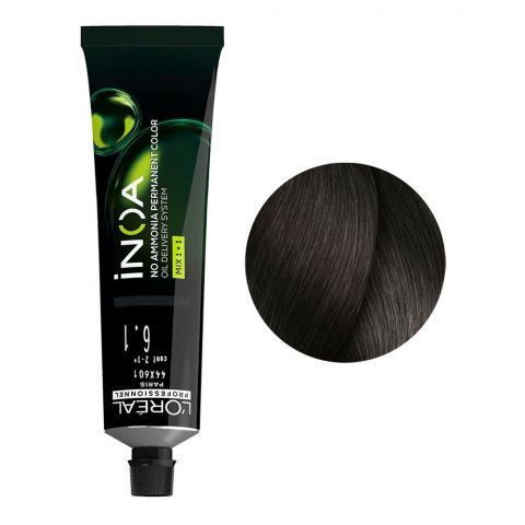 L'Oreal Professionnel Inoa No Ammonia Permanent Hair Coloring Cream, 6.1 Dark Ash Blonde, 60g