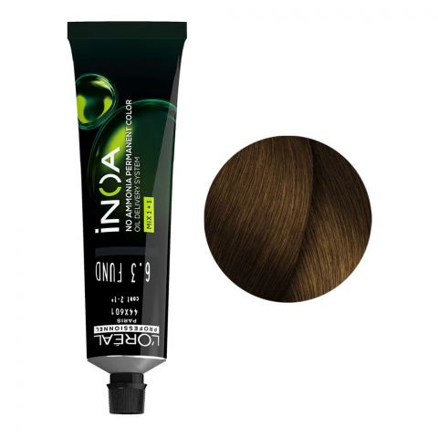 L'Oreal Professionnel Inoa No Ammonia Permanent Hair Coloring Cream, 6.3 Dark Golden Blonde, 60g