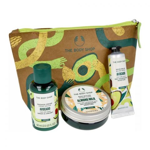 The Body Shop Leather/Slather Avocado/Almond Milk Gift Bag, For Dry Skin
