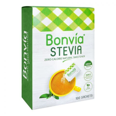 Bonvia Stevia Zero Calorie Natural Sweetener Sachet, 100-Pack