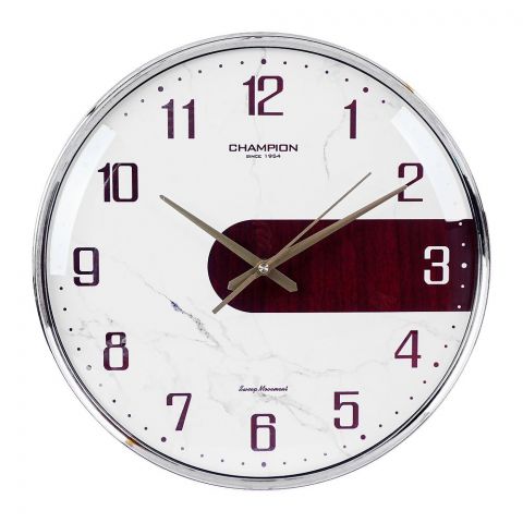 Z.A Wall Clock,  White Background with Brown Border, CCB-572B