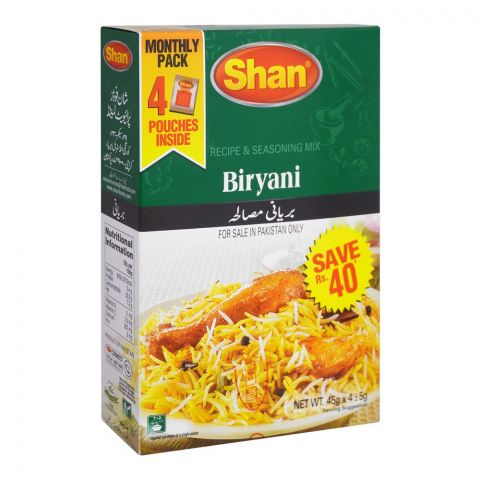 Shan Biryani Recipe Masala, 45g x 4