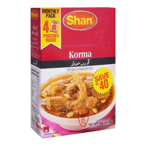 Shan Korma Recipe Masala, 50g x 4