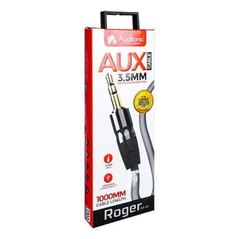 Audionic Roger Aux 3.5mm Cable, Grey, AX-III