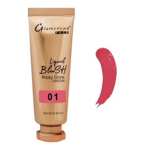 Glamorous Face Liquid Blush Rosy Glow Cream, 01 GF8058, 12ml