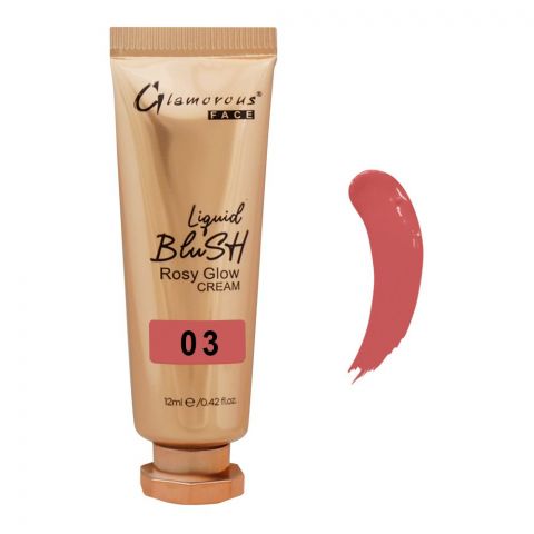 Glamorous Face Liquid Blush Rosy Glow Cream, 03 GF8058, 12ml