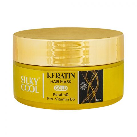 Silky Cool Gold Keratin & Pro-Vitamin B5 Keratin Hair Mask, 200ml