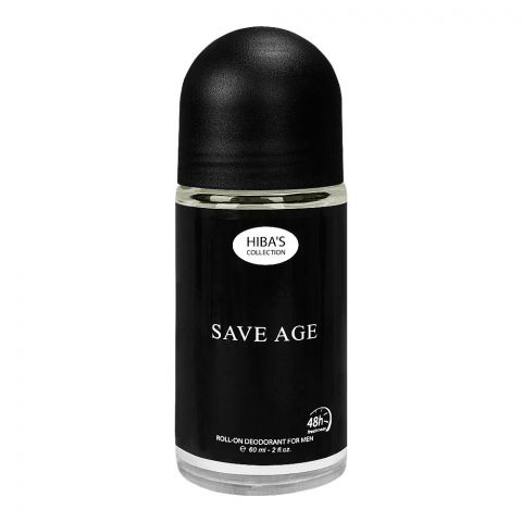 Hiba's Collection Save Age Deodorant Roll On, For Men, 60ml