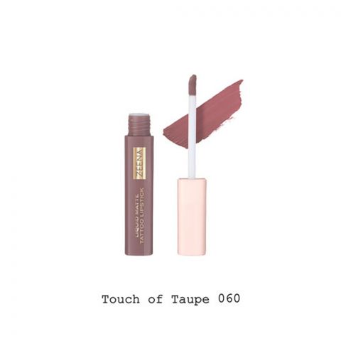 Zeena Liquid Matte Tattoo Lipstick, 060 Touch Of Taupe, 5ml