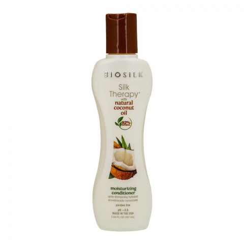 CHI Biosilk Silk Therapy 92% Natural Coconut Oil Moisturizing Conditioner, Paraben-Free, 167ml