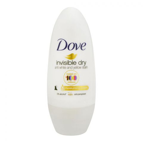 Dove Invisible Dry Anti White And Yellow 48 Hour Anti-Perspirant Deodorant Roll On, For Women, 40ml