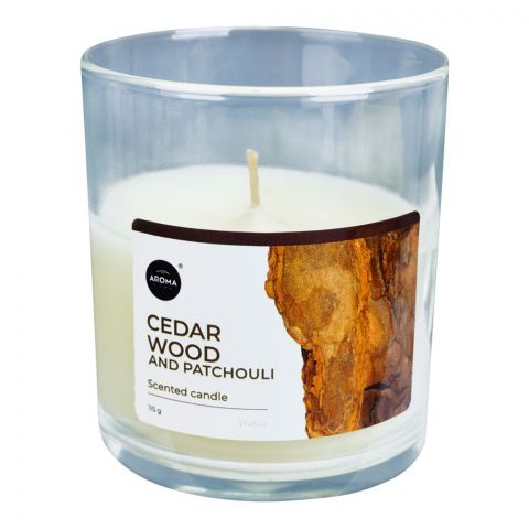 Aroma Home Cedarwood With Patchouli Scented Candle, 115g