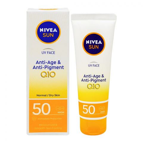 Nivea Sun UV Face Anti-Age & Anti-Pigment Q10 Cream SPF 50 High, For Normal/Dry, 50ml