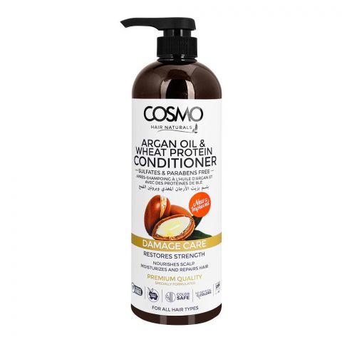 Cosmo Hair Naturals Damage Care Argan Oil & Wheat Protein Conditioner, For All Hair Types, 1000ml