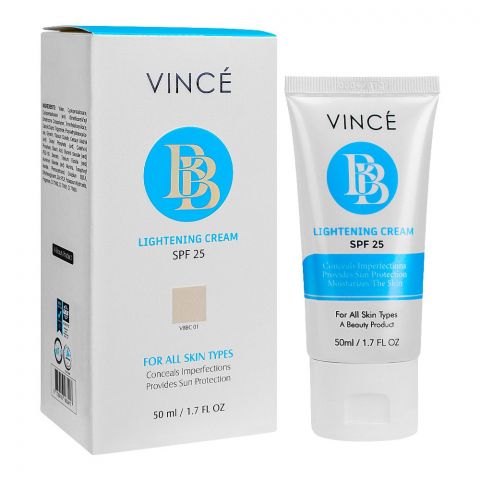 Vince BB Lightening Cream SPF125, For All Skin Types, Conceals Imperfections, Sun Protection, 50ml, VBBC01
