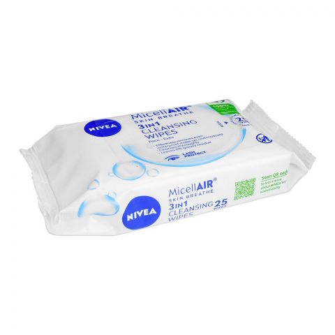 Nivea Micellair Skin Breathe Face-Eyes 3in1 Cleansing Wipes, 25's