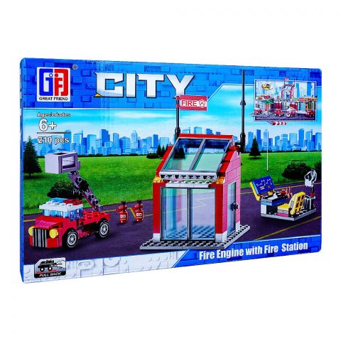 Rabia Toys City Fire Engine With Fire Station, 123-521