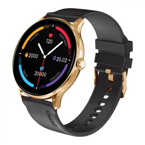 Zero Luna HD Display Golden With Black Strap Smart Watch
