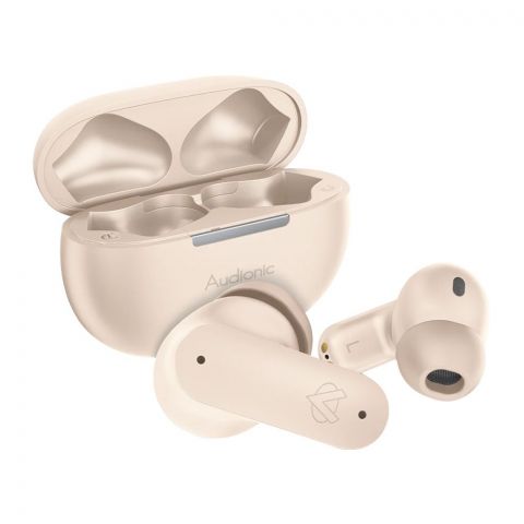 Audionic Quad Mic ENC Environmental Noise Cancellation Wireless Airbud-435, Beige