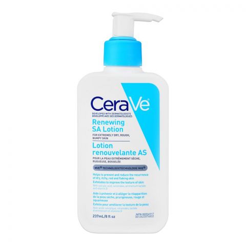 CeraVe Renewing SA Lotion for Extremely Dry, Rough, Bumpy Skin with Salicylic Acid, Ceramides, Ammonium Lactate, and Vitamin D, 237ml